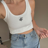Women's Libby Monogram Tank in Classic Font - White/Black