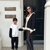 Women's Maeve Contrast Knit Cardigan - Black/Cream