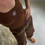 Women's Libby Monogram Tank in Classic Font - Cinnamon/White