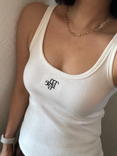 Load image into Gallery viewer, Adult Libby Monogram Tank in Classic Font - White/Black