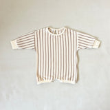 Addie Cotton Stripe Romper - Cream/Latte Stripe