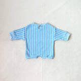 Addie Cotton Stripe Romper - Blue/White Stripe