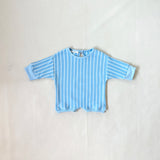 Addie Cotton Stripe Romper - Blue/White Stripe
