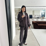 Women's Sporty Cotton Tracksuit Pants - Charcoal