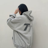 Women's Sporty Cotton Hoodie - Grey Marle