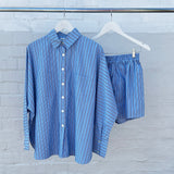 Women's Isla Stripe Cotton Set - Blue/White/Navy Stripe