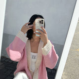 Women's Maeve Contrast Knit Cardigan - Pink/Cream