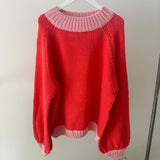 Women's Mia Contrast Knit Jumper - Red/Pink