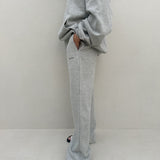 Women's Sporty Cotton Tracksuit Pants - Grey Marle