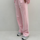 Women's Sporty Cotton Tracksuit Pants - Pink