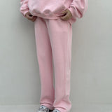 Women's Sporty Cotton Tracksuit Pants - Pink