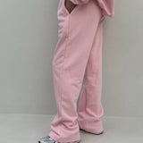 Women's Sporty Cotton Tracksuit Pants - Pink