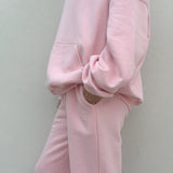 Women's Sporty Cotton Tracksuit Pants - Pink