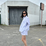 Women's Isla Stripe Cotton Set - White/Blue Stripe
