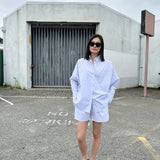 Women's Isla Stripe Cotton Set - White/Blue Stripe