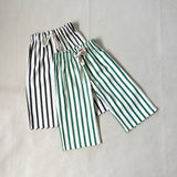 Billie Stripe Cotton Pants - Cream/Green Stripe