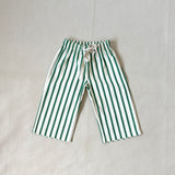 Billie Stripe Cotton Pants - Cream/Green Stripe