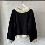 Women's Mia Contrast Knit Jumper - Black/Cream