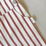 Ellis Stripe Cotton Overalls - Cream/Maroon Stripe