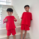 Atlas Cotton Terry Towelling Set - Apple Red