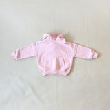 Sporty Puff Print Cotton Hoodie Tracksuit Set - Pink