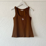 Women's Libby Monogram Tank in Classic Font - Cinnamon/White