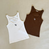 Women's Libby Monogram Tank in Classic Font - White/Black