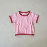 Cotton Waffle Tee - Pink/Red 6-12m SAMPLE