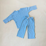 Alma Cotton Stripe Long Sleeve Set - Blue/White Size 4Y SAMPLE