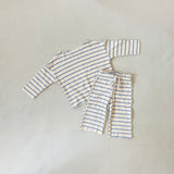Alma Cotton Stripe Long Sleeve Set - Cream/Blue Size 3-6M SAMPLE