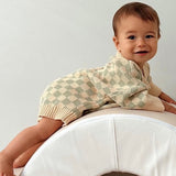 Reef Checkerboard Knit Romper - Sage/Milk