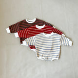 Mabel Stripe Cotton Bodysuit - Cappuccino/Coral