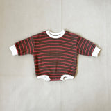 Mabel Stripe Cotton Bodysuit - Cappuccino/Coral
