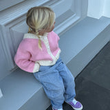 Zuri Contrast Knit Cardigan - Pink/Cream