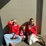 Women's Mia Contrast Knit Jumper - Red/Pink