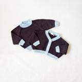 Rhea Cotton Contrast Knit Jumper - Coffee/Sky Blue