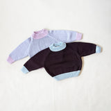 Rhea Cotton Contrast Knit Jumper - Coffee/Sky Blue