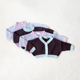 Rye Cotton Contrast Knit Cardigan - Lilac/Pink