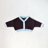 Rye Cotton Contrast Knit Cardigan - Coffee/Sky Blue