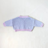 Rye Cotton Contrast Knit Cardigan - Lilac/Pink