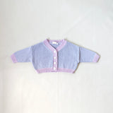 Rye Cotton Contrast Knit Cardigan - Lilac/Pink
