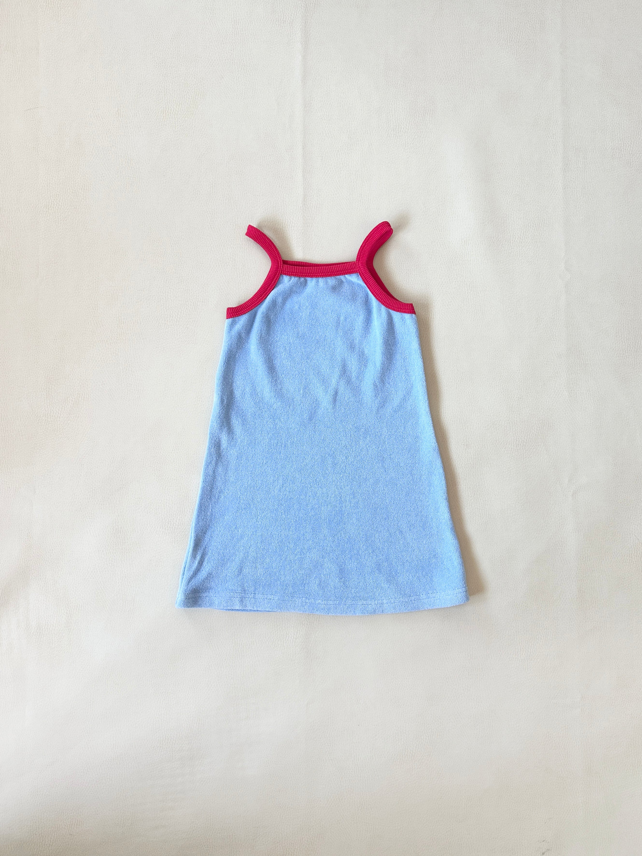 Stevie Terry Towelling Dress - Powder Blue/Red (ONLINE EXCLUSIVE) Tiny Trove Stevie Terry Towelling Dress - Powder Blue/Red (ONLINE EXCLUSIVE) Tiny Trove