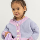 Rye Cotton Contrast Knit Cardigan - Lilac/Pink