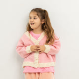 Zuri Contrast Knit Cardigan - Pink/Cream
