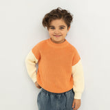 Martin Colour Block Knit Jumper - Amber/Beige