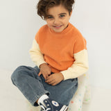 Martin Colour Block Knit Jumper - Amber/Beige