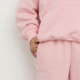 Sporty Puff Print Cotton Hoodie Tracksuit Set - Pink