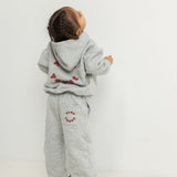 Sporty Puff Print Cotton Hoodie Tracksuit Set - Grey Marle