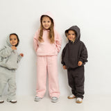 Sporty Puff Print Cotton Hoodie Tracksuit Set - Grey Marle