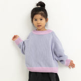 Rhea Cotton Contrast Knit Jumper - Lilac/Pink